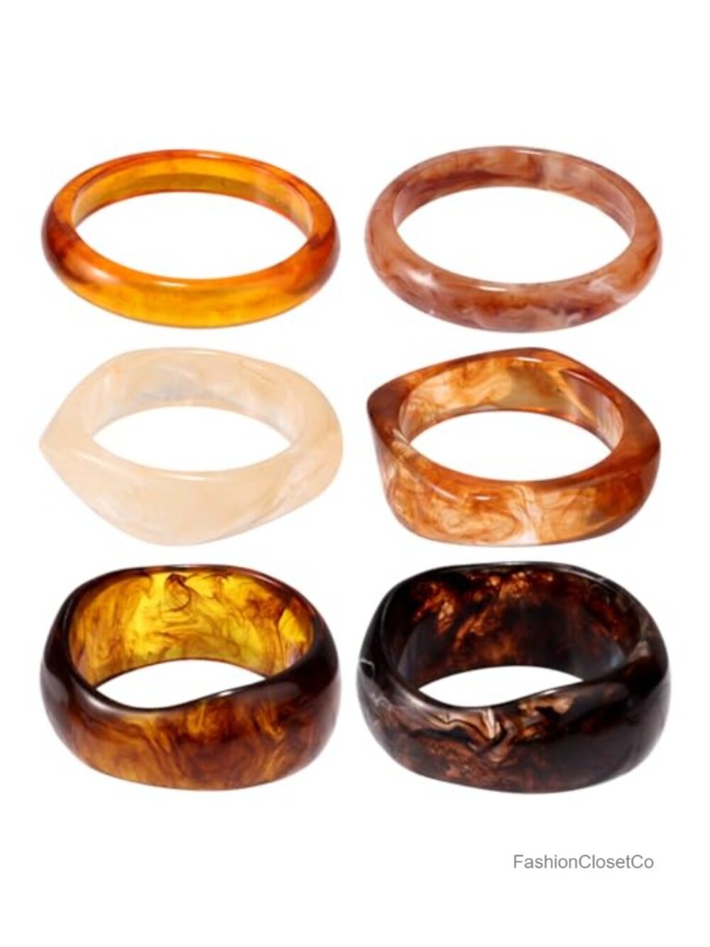 Set of 6 Chunky Resin Bangles for Women Boho Jungle Music Festival